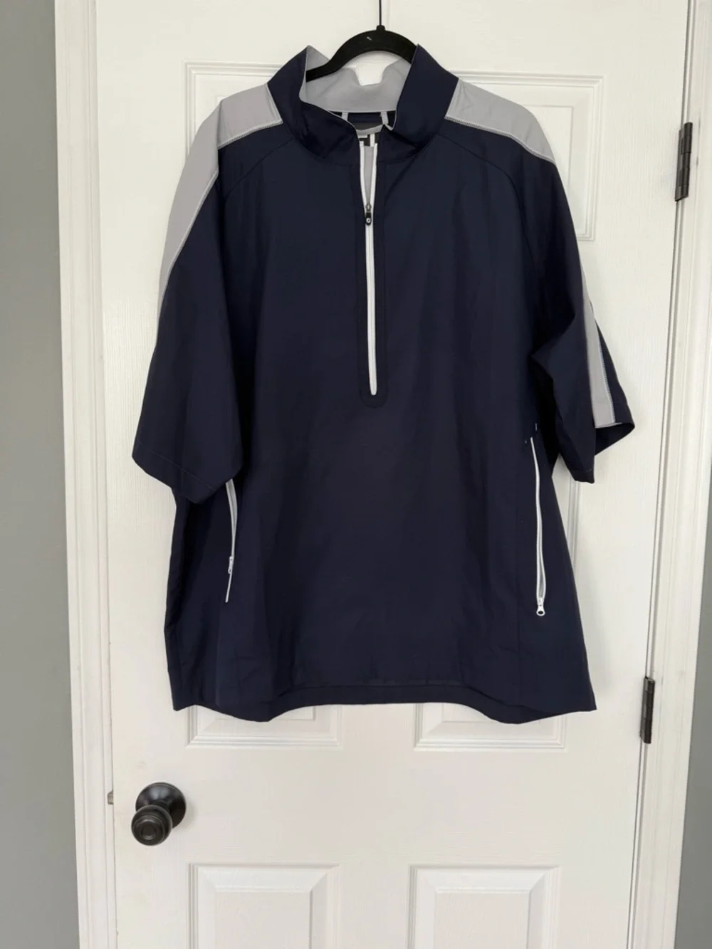 Footjoy Mens Navy and Light Gray Half-Zip Windbreaker- size XXL